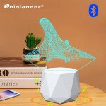 Lampe de table a led avec haut - parleur bluetooth, modle de chasseur, hlicoptre, avion, cratif 3d, ...