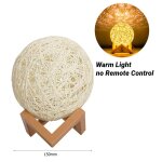 Lampe de table nordique en bois en rotin, projection usb, boule, lumire de lune romantique, voix intelligente ...