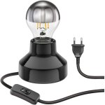 Lampe de table en porcelaine tix, prise, interrupteur, noir + ampoule led e27 486lm, smart home, blanc ...