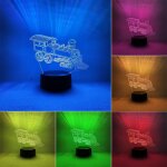Lampe train 3d decorative, lampe de chevet chambre intelligente a 7 couleurs pour enfants, veilleuse ...
