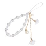 Lani�re de t�l�phone portable pour femmes, rose color�e, pendentif, bracelet en verre, diamants brillants ...