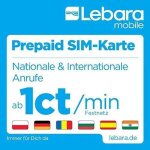 Lebara carte sim pr�pay�e incluant 7, 50e de cr�dit 5e 2, 50e - appels, sms et internet en allemagne ...