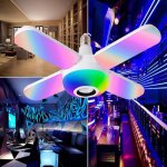 Led plafonniers rvb bleu dents musique plafonnier led 50w 4 feuilles dformes ampoule lampe tlcommande ...