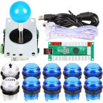 Letnerny - 1 lecteur d'arcade usb codeur pour pc jeux blue stick controller + 10 boutons lumineux led ...