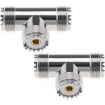 Letnerny - 2pcs uhf femelle a double uhf femelle triple connecteur en t pl259 adaptateur 3 voies accessoires ...