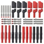 Letnerny - lot de 6 connecteurs bananes 4mm m�les empilables avec adaptateurs banane jack + 6 fiche banane ...