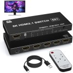 Letnerny - commutateur hdmi 8k 5 en 1 avec télécommande, commutateur 5 ports pour ps5, xbox, ps4, roku, ... Letnerny - commutateur hdmi 8k 5 en 1 avec télécommande, commutateur 5 ports pour ps5, xbox, ps4, roku, ...