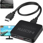 Letnerny - rpartiteur hdmi 1 entre 2 sorties, rpartiteur hdmi 4k 1 entre 2 sorties simultanes avec ...