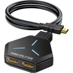 Letnerny - splitter hdmi 2 sorties simultanes pour double ecran, 4k 2160p 1440p 1080p hdcp 3d repartiteur ...