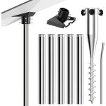Letnerny - support de mât pour starlink ¿ kit de montage au sol en acier inoxydable avec 5 barres, ancrage ... Letnerny - support de mât pour starlink ¿ kit de montage au sol en acier inoxydable avec 5 barres, ancrage ...