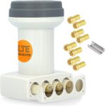 Letnerny - [ test trs bien, note 1. 2 * ] helios quad lnb + 8 fiches f, avec blindage lte et protection ...