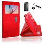 Lg g4 stylus h635 super pack premuim etui fentres housse coque folio rouge pu + mini stylet screen touch ...