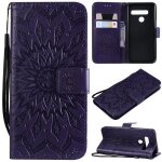 Lg g8 thinq coque, saturcase fleur du soleil pu cuir magntique flip portefeuille support porte - carte ...