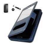 Lg l60 super pack premuim etui fentres housse coque folio bleu pu + mini stylet screen touch + verre ...