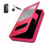 Lg optimus g pro super pack premuim etui fentres housse coque folio fushia pu + mini stylet screen touch ...