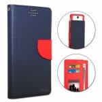 Lg stylo 2v etui housse folio bleu marine et rouge faon cuir textur avec porte cartes et surpiqres ...