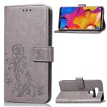 Lg v40 thinq coque, saturcase lucky clover pu cuir magn�tique flip portefeuille support porte - carte ...