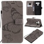 Lg v50 thinq coque, saturcase papillon gaufrage pu cuir magntique flip portefeuille support porte - ...