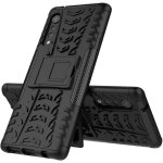 Lg velvet 5g coque, pc + tpu tire pattern hybrid impact armored with kickstand shockproof heavy duty ...