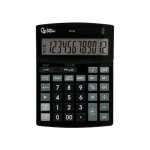 Liderpapel calculatrice bureau xf29 12 chiffres taxes solaire et piles noir 190x140x30 mm