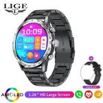 Lige - montre connecte de sport pour femme, avec ecran amoled de 1. 28 pouces, appels sans fil, allergie, ...