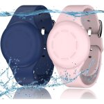 Loc - lot de 2 bracelets etanches pour enfants compatibles avec apple air tag tracker avec silicone souple, ...