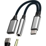 Loranka - adaptateur usb c vers jack 3, 5 mm n (2 en 1) pour iphone 16 15 pro max type c c�ble chargeur ...