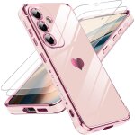 Loranka - coque pour samsung galaxy s25 avec 2 verre tremp� silicone forme de coeur d'amour, housse etui ...