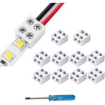 Lot de 10 connecteurs a 2 broches 10 mm sans soudure pour bande lumineuse led 5 v 12 v 24 v avec tournevis ...