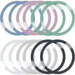 Lot de 12 anneaux magn�tiques universels en m�tal avec autocollant, 6 couleurs, anneaux en m�tal ultra ...