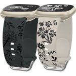 Lot de 2 bracelets de montre a motif floral grav� compatibles avec fitbit versa 3 / versa 4 / sense 2 ...