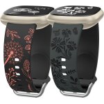 Lot de 2 bracelets de montre a motif floral grav� compatibles avec fitbit versa 3 / versa 4 / sense 2 ...