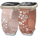 Lot de 2 bracelets de montre a motif floral grav� compatibles avec fitbit versa 3 / versa 4 / sense 2 ...