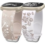 Lot de 2 bracelets de montre a motif floral grav compatibles avec fitbit versa 3 / versa 4 / sense 2 ...