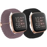 Lot de 2 bracelets de montre solo loop tress�s compatibles avec fitbit versa 2 / versa / versa lite / ...