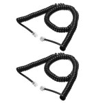 Lot de 2 cordons de téléphone pour téléphone fixe, 4 m rj9 4p4c, câble spiralé sans enchevêtrement, noir ... Lot de 2 cordons de téléphone pour téléphone fixe, 4 m rj9 4p4c, câble spiralé sans enchevêtrement, noir ...