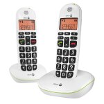 Lot de 2 tlphones fixe senior dect son clair phoneeasy 100w duo doro blanc