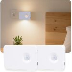 Lot de 2 veilleuse dtecteur de mouvement 3 modes(auto / off / on), blanc chaud 3000k dtecteur led intelligen ...