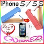 Lot de 2x coque etui housse pochette simili cuir rabattable a rabat clapet rouge bleu pour iphone 5 5s ...