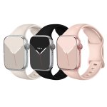 Lot de 3 bracelet silicone noir / starlight / new rose sable souple pour apple watch serie 9 8 7 6 5 ... Lot de 3 bracelet silicone noir / starlight / new rose sable souple pour apple watch serie 9 8 7 6 5 ...