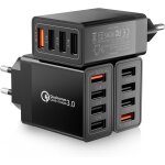 Lot de 3 chargeur usb, 33w prise usb multiple 4 ports prise chargeur rapide multiprise adaptateur secteur ...