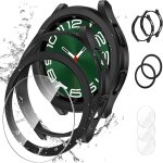 Lot 3 verres tremps + 2 coques bumper pc + 2 anneaux de lunette pour samsung galaxy watch 6 classic ...