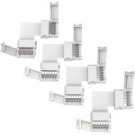 Lot de 4 connecteurs d'angle a 6 broches - 12 mm - pour bandes led - 90 broches - connecteur d'angle ...