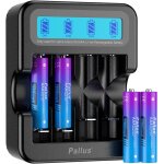 Lot de 4 piles au lithium aaa rechargeables, 1100 mwh, haute capacité, 1500 cycles avec chargeur intelligent, ... Lot de 4 piles au lithium aaa rechargeables, 1100 mwh, haute capacité, 1500 cycles avec chargeur intelligent, ...