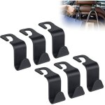 Lot de 6 crochets pour si�ge auto, crochets pour appui - t�te arri�re, multifonctions et robustes (noir) ...