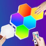 Lot de 6 panneaux led hexagonaux - applique murale led rvb hexagonale avec tlcommande - eclairage mural ...