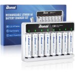 Lot de 8 piles au lithium aa rechargeables - 1, 5 v - 3600 mwh - haute capacité - avec chargeur heures ... Lot de 8 piles au lithium aa rechargeables - 1, 5 v - 3600 mwh - haute capacité - avec chargeur heures ...