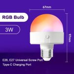 Lugh - ampoule rgb avec chargeur usb, télécommande intelligente, variable, pour chambre a coucher, salon, ... Lugh - ampoule rgb avec chargeur usb, télécommande intelligente, variable, pour chambre a coucher, salon, ...