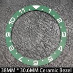 Lunette lumineuse bleue en c�ramique / aluminium inclin�e de 38mmx30. 6mm, gmt et insert de montre de ...