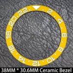 Lunette lumineuse bleue en c�ramique / aluminium inclin�e de 38mmx30. 6mm, gmt et insert de montre de ...